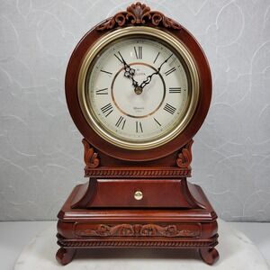 Bulova Rhapsody Mantel Clock Westminster Wood 3 Chime Battery Operated Drawer